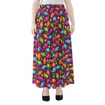 Sweet Candy Pattern Print Chiffon Maxi Skirt