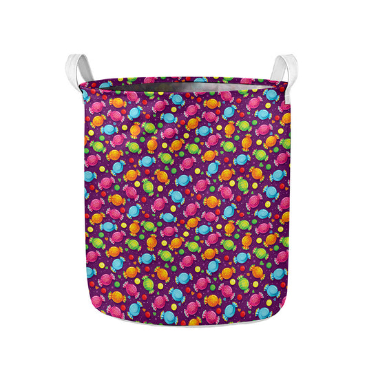 Sweet Candy Pattern Print Collapsible Laundry Basket