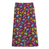 Sweet Candy Pattern Print Cotton Front Slit Maxi Skirt