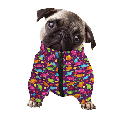 Sweet Candy Pattern Print Dog Zip Up Jacket