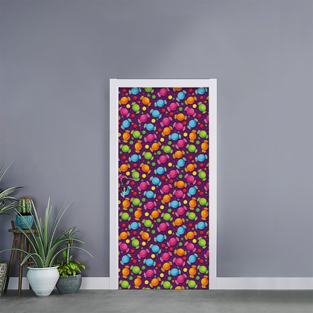 Sweet Candy Pattern Print Door Sticker