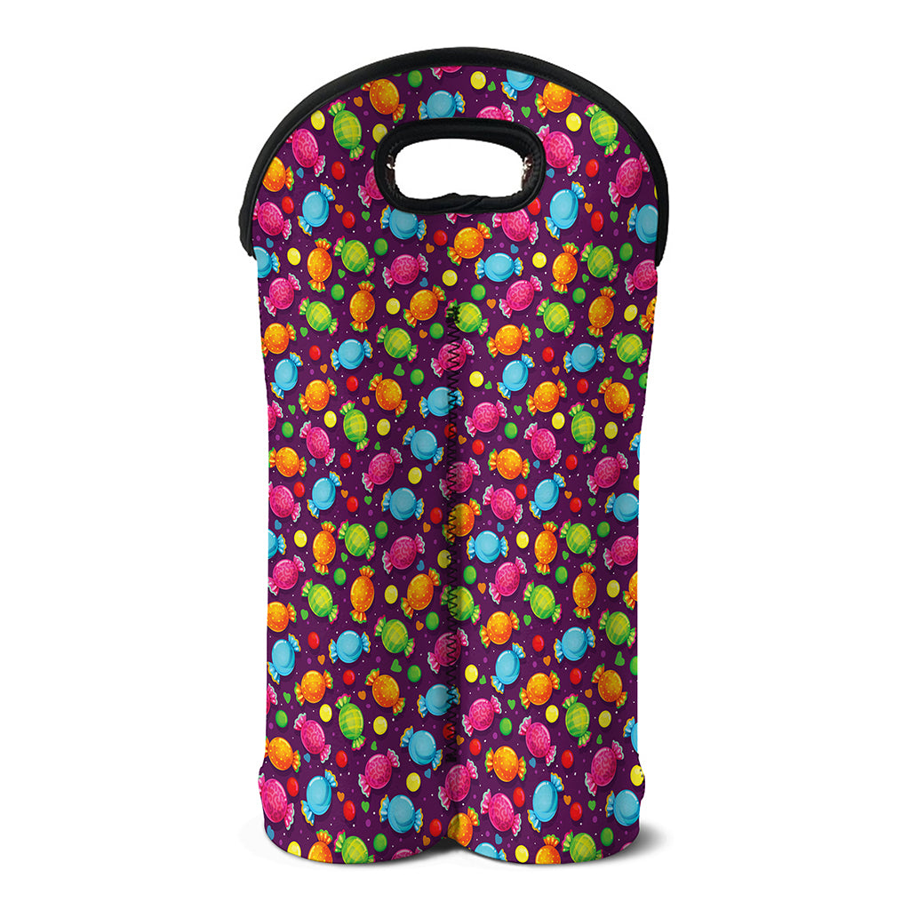 Sweet Candy Pattern Print Double Neoprene Wine Tote