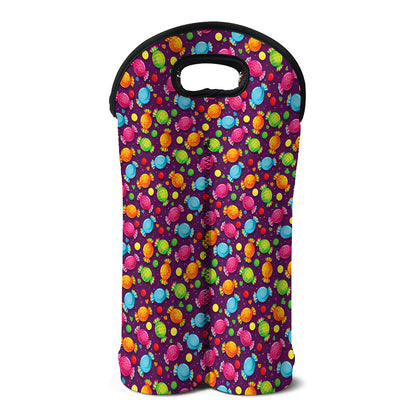 Sweet Candy Pattern Print Double Neoprene Wine Tote
