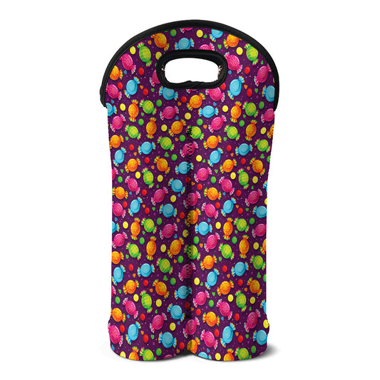 Sweet Candy Pattern Print Double Neoprene Wine Tote