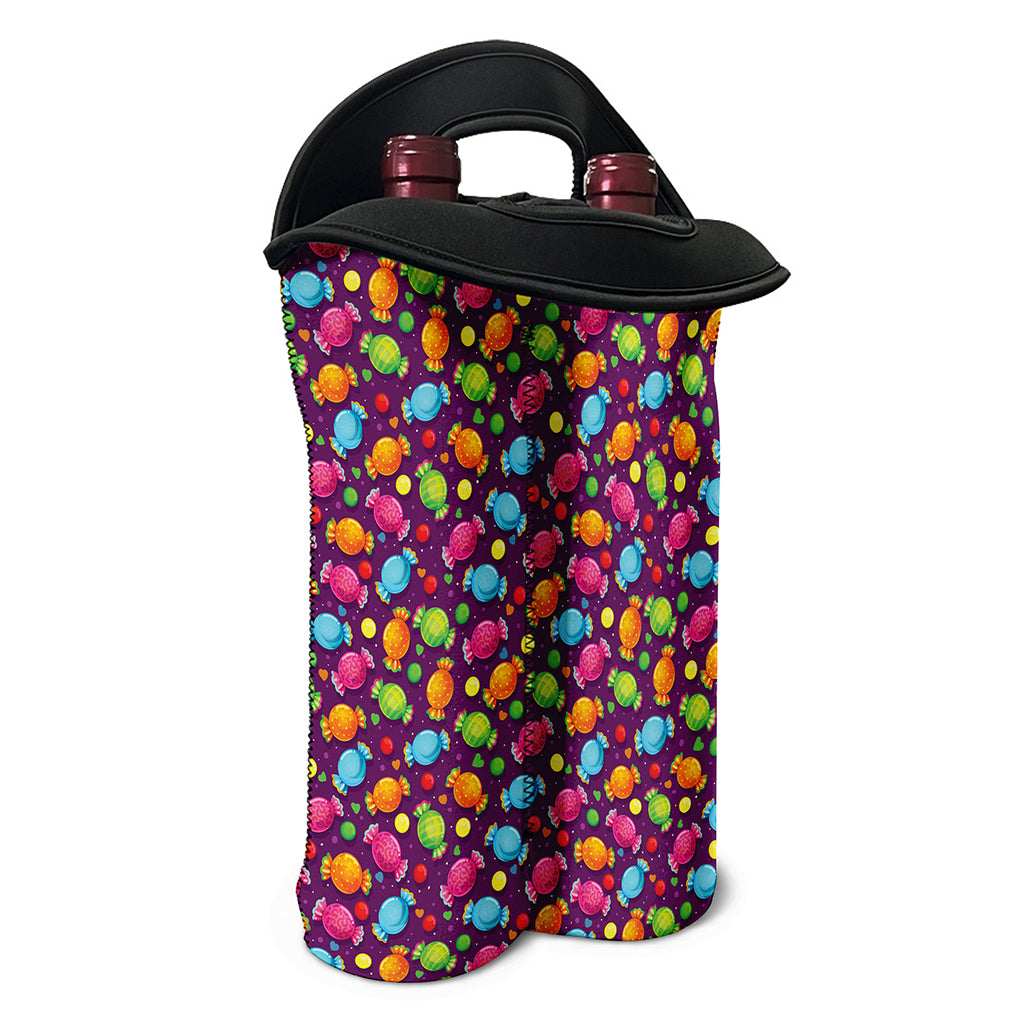 Sweet Candy Pattern Print Double Neoprene Wine Tote