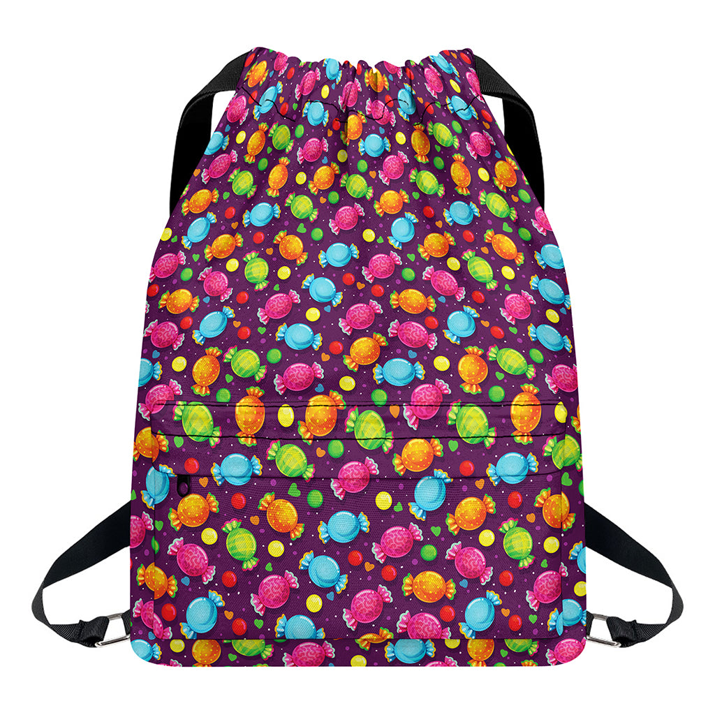 Sweet Candy Pattern Print Drawstring Backpack