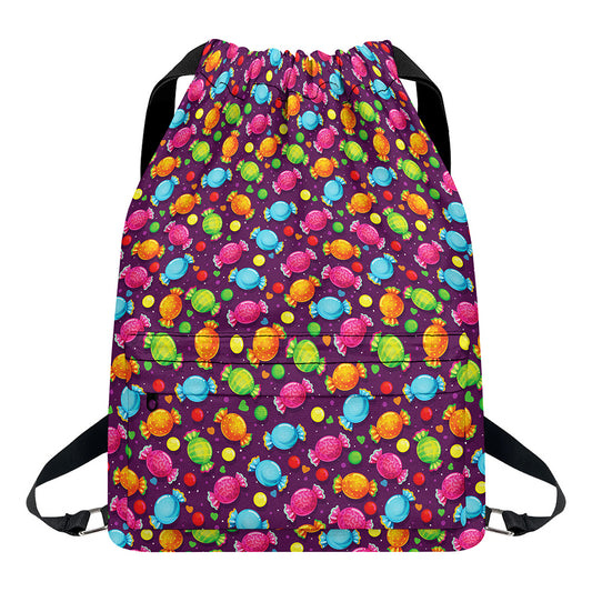 Sweet Candy Pattern Print Drawstring Backpack