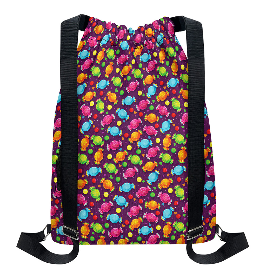 Sweet Candy Pattern Print Drawstring Backpack