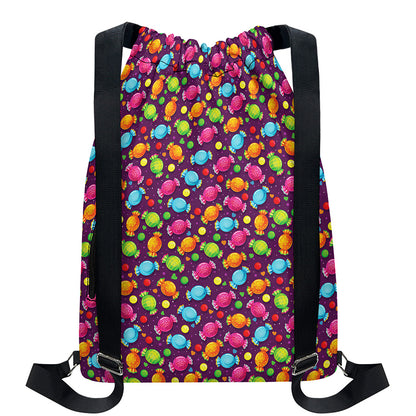 Sweet Candy Pattern Print Drawstring Backpack