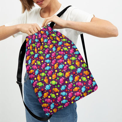 Sweet Candy Pattern Print Drawstring Backpack