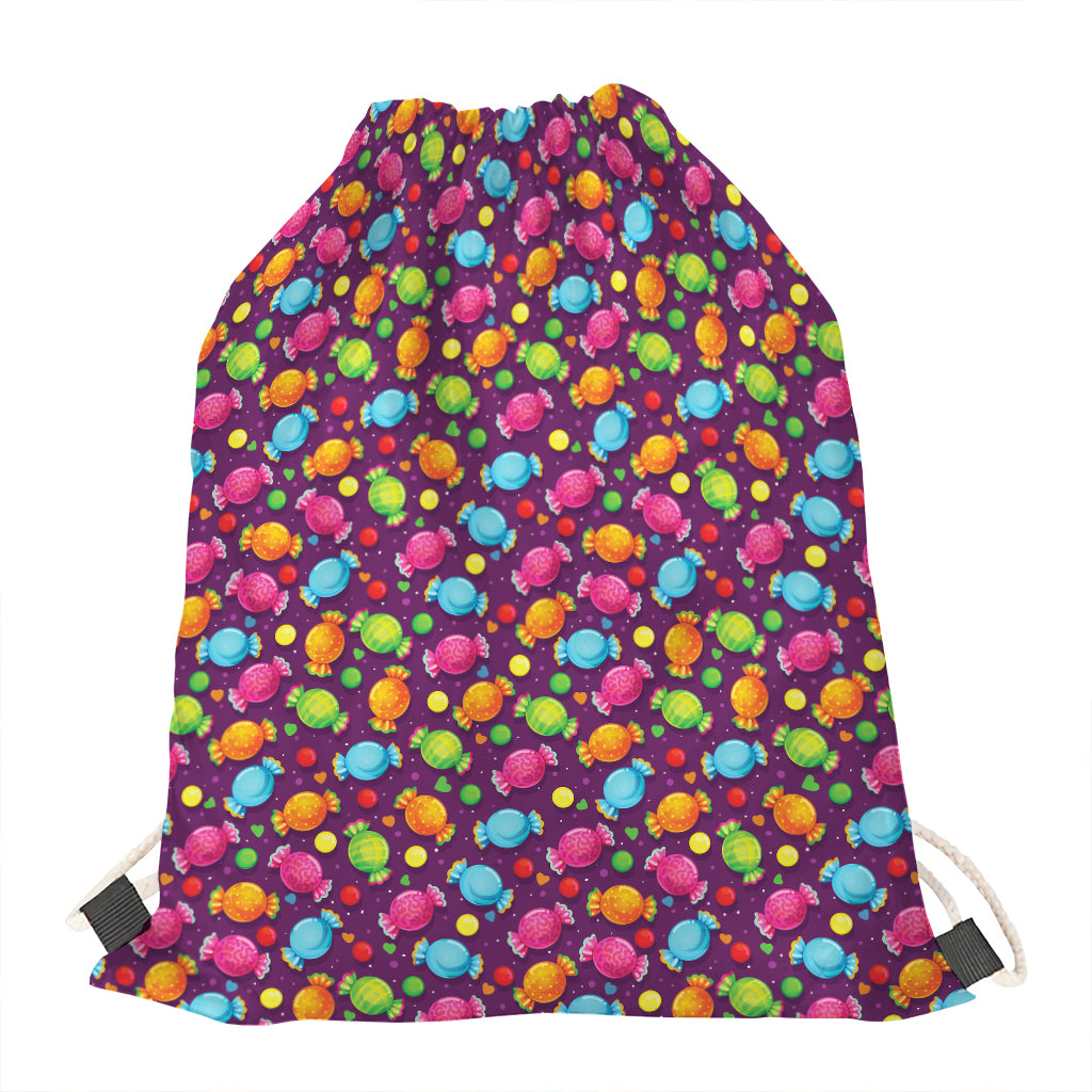 Sweet Candy Pattern Print Drawstring Bag