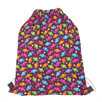 Sweet Candy Pattern Print Drawstring Bag