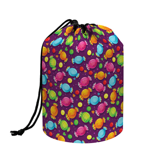 Sweet Candy Pattern Print Drawstring Makeup Bag