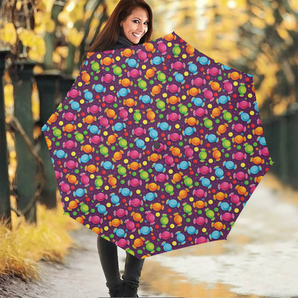 Sweet Candy Pattern Print Foldable Umbrella