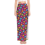 Sweet Candy Pattern Print High Slit Maxi Skirt