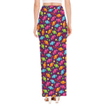 Sweet Candy Pattern Print High Slit Maxi Skirt