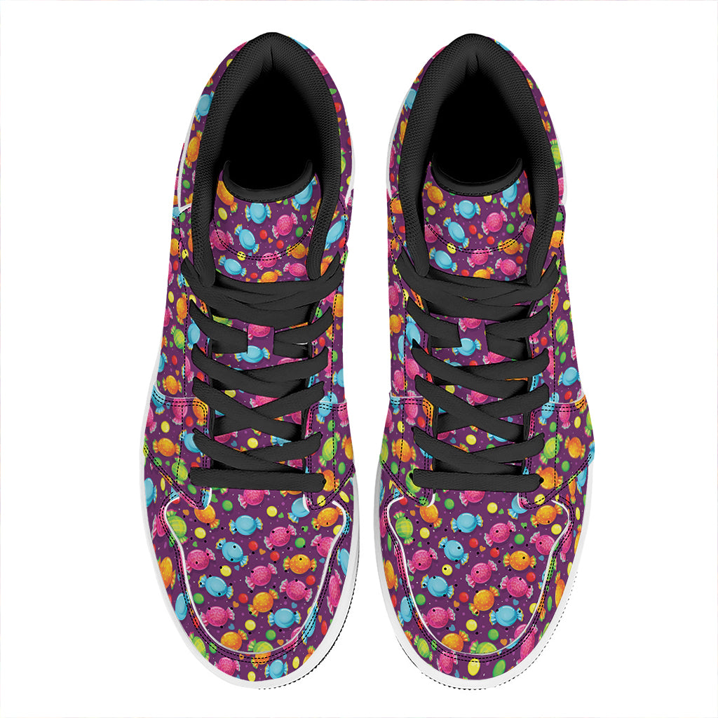 Sweet Candy Pattern Print High Top Leather Sneakers