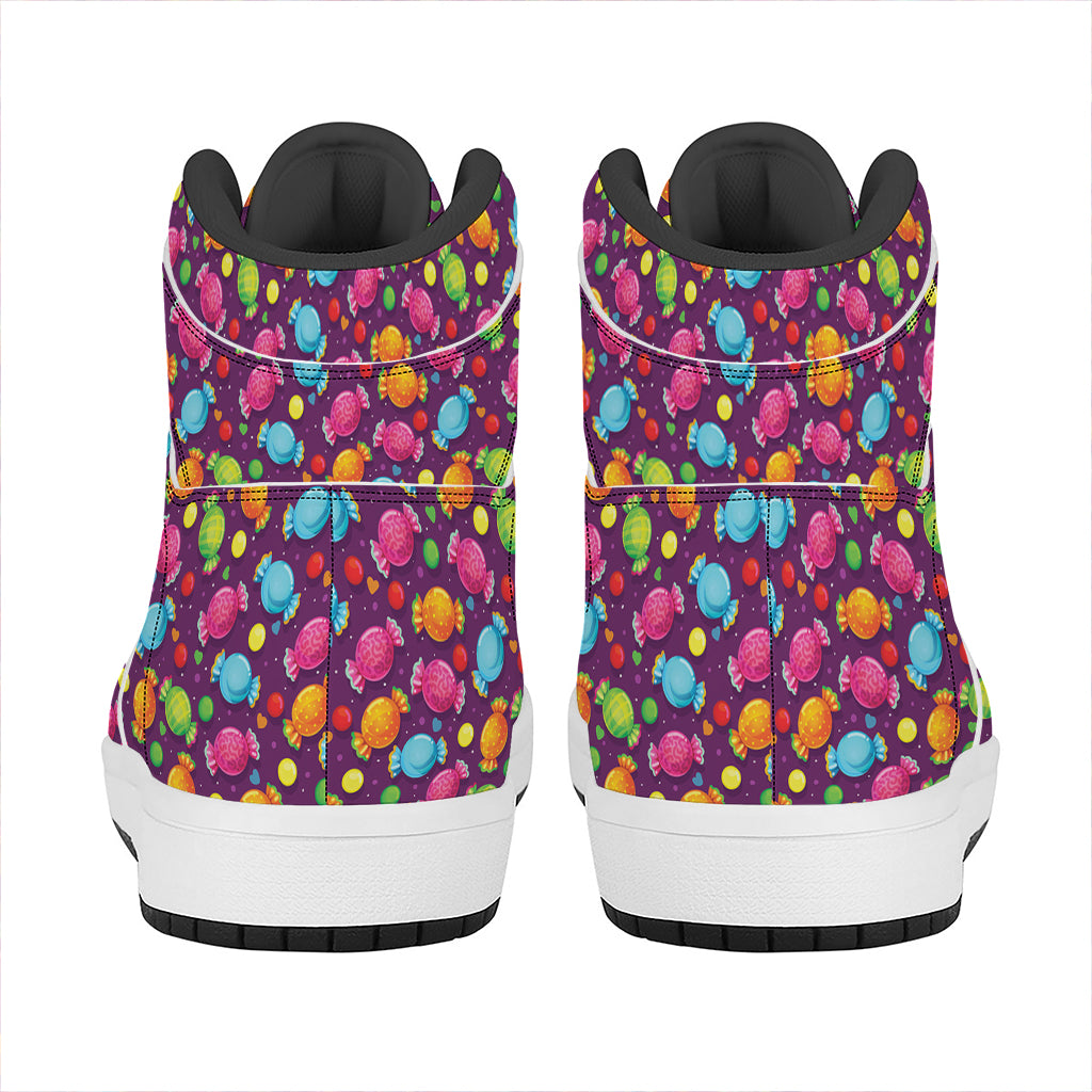 Sweet Candy Pattern Print High Top Leather Sneakers