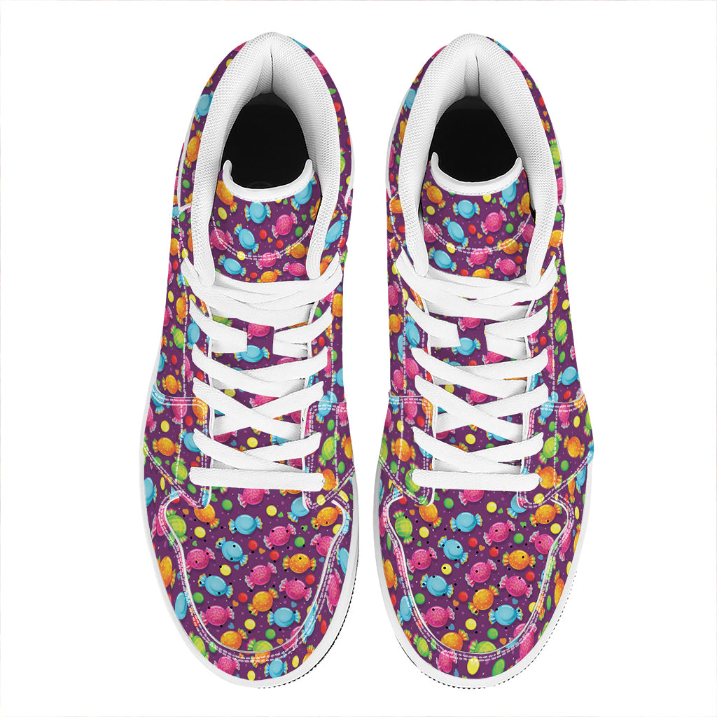 Sweet Candy Pattern Print High Top Leather Sneakers