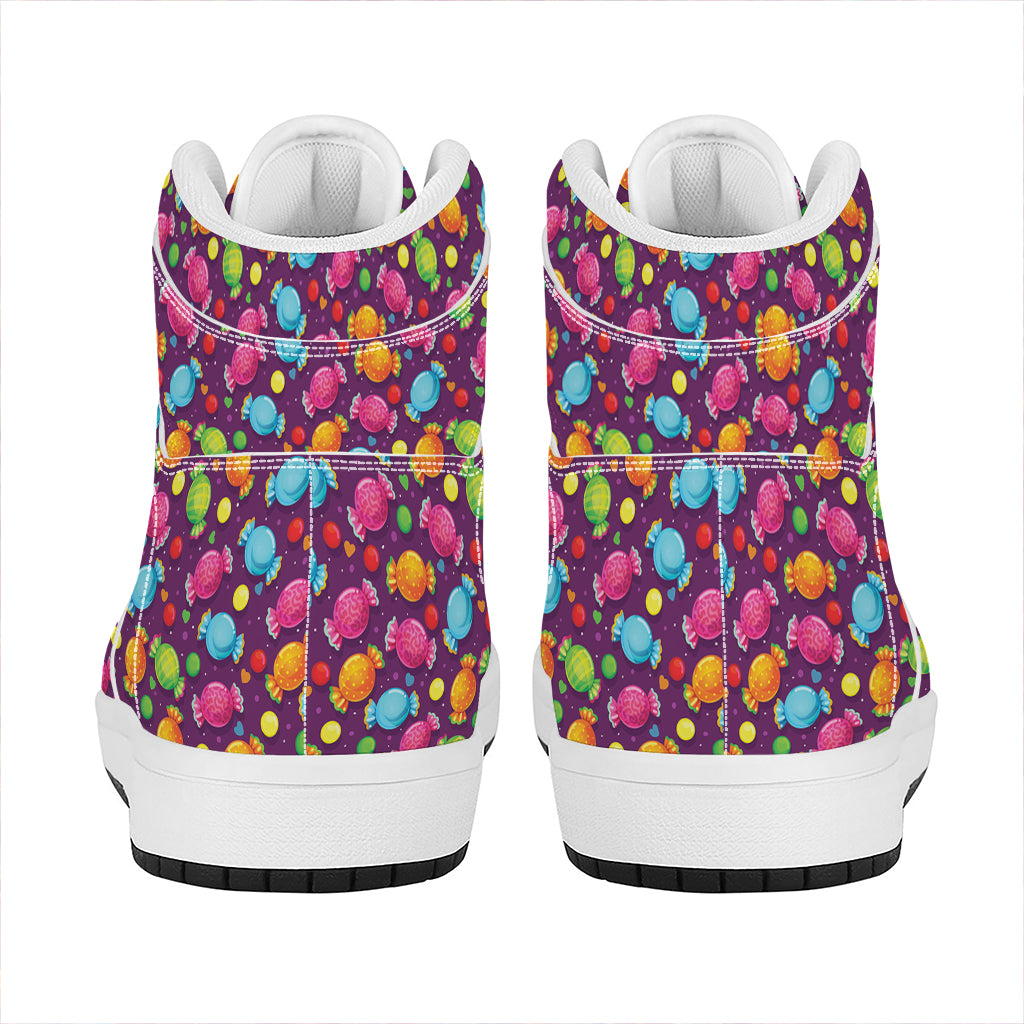 Sweet Candy Pattern Print High Top Leather Sneakers