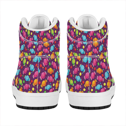 Sweet Candy Pattern Print High Top Leather Sneakers