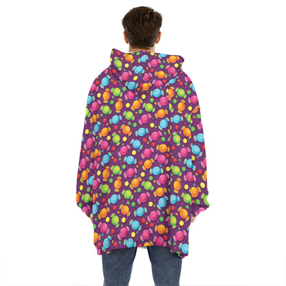 Sweet Candy Pattern Print Hoodie Blanket