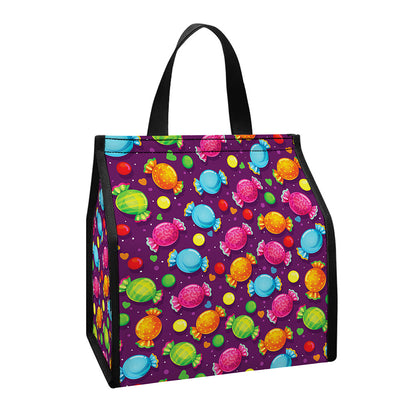 Sweet Candy Pattern Print Insulated Lunch Tote