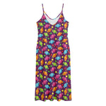 Sweet Candy Pattern Print Jersey Midi Cami Dress