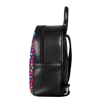 Sweet Candy Pattern Print Leather Backpack