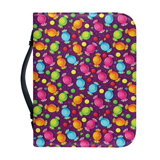 Sweet Candy Pattern Print Leather Bible Cover