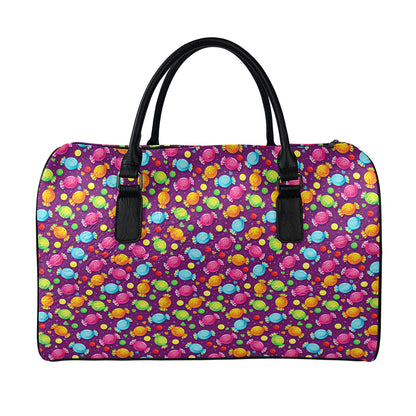 Sweet Candy Pattern Print Leather Duffle Bag