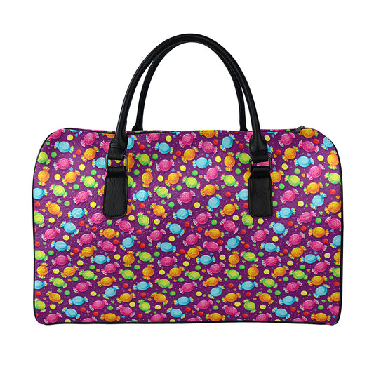 Sweet Candy Pattern Print Leather Duffle Bag