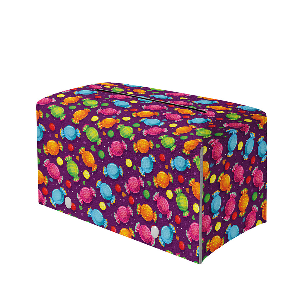 Sweet Candy Pattern Print Leather Tissue Box Cover