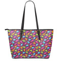 Sweet Candy Pattern Print Leather Tote Bag With Zipper