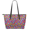 Sweet Candy Pattern Print Leather Tote Bag