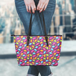 Sweet Candy Pattern Print Leather Tote Bag