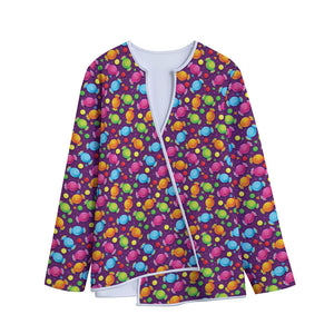 Sweet Candy Pattern Print Long Sleeve Short Coat