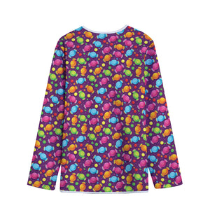 Sweet Candy Pattern Print Long Sleeve Short Coat