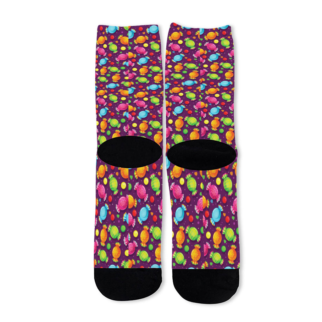 Sweet Candy Pattern Print Long Socks