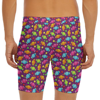 Sweet Candy Pattern Print Men's Long Boxer Briefs