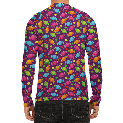 Sweet Candy Pattern Print Men's Long Sleeve Rash Guard