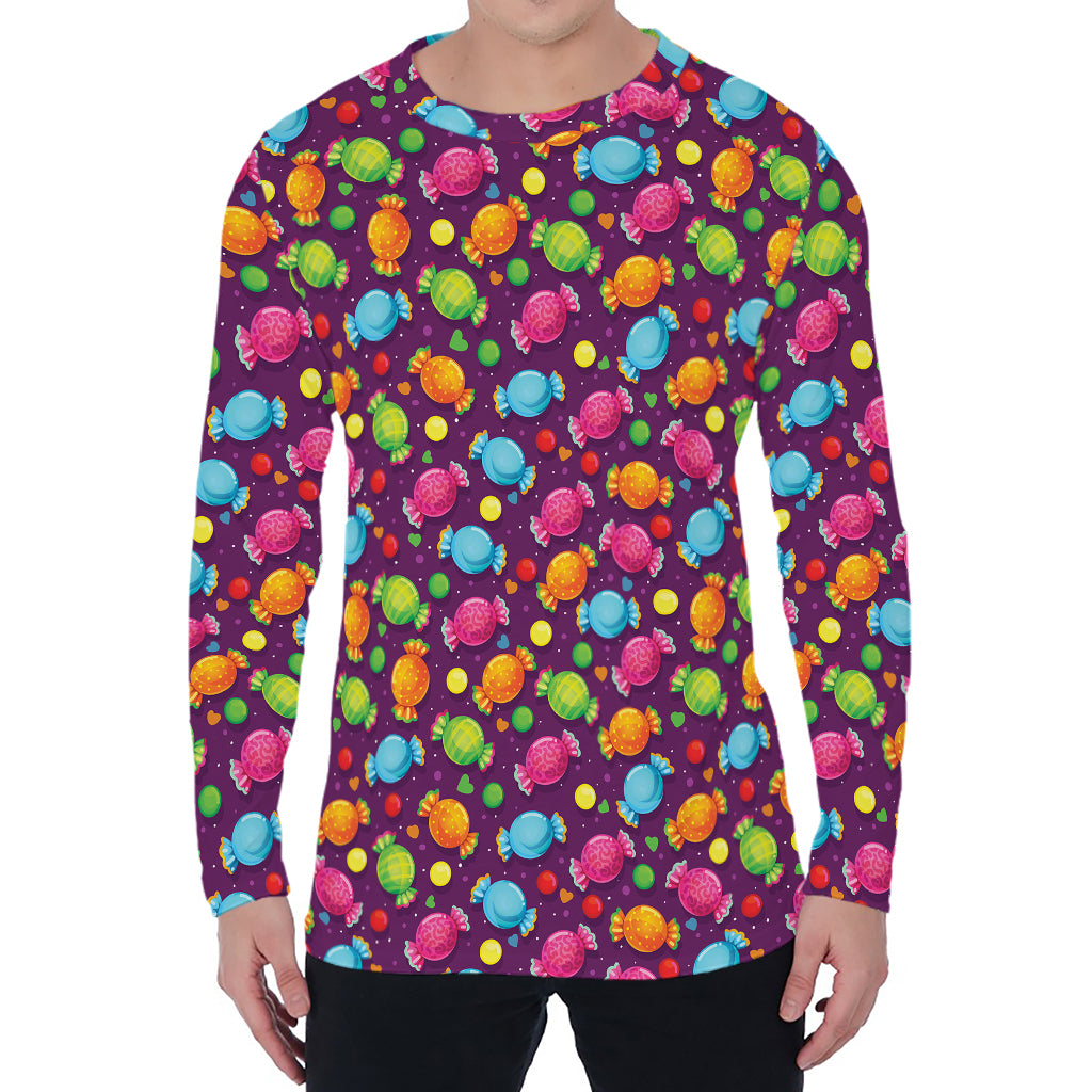 Sweet Candy Pattern Print Men's Long Sleeve T-Shirt