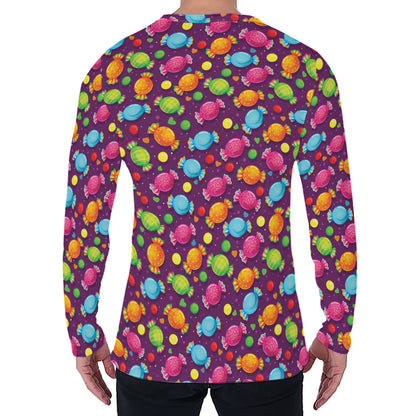 Sweet Candy Pattern Print Men's Long Sleeve T-Shirt