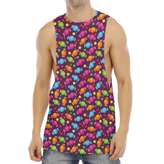 Sweet Candy Pattern Print Men's Muscle Tank Top