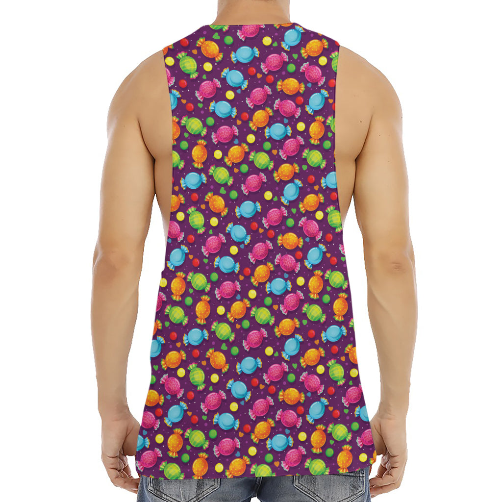 Sweet Candy Pattern Print Men's Muscle Tank Top