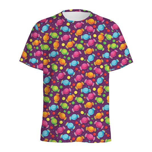 Sweet Candy Pattern Print Men's Sports T-Shirt