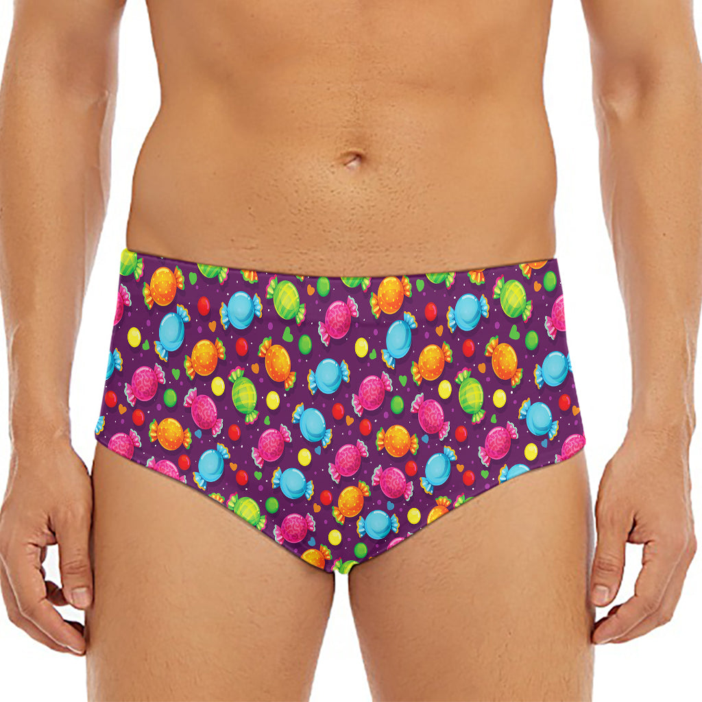 Sweet Candy Pattern Print Men's Triangle Swim Briefs