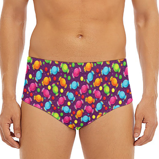 Sweet Candy Pattern Print Men's Triangle Swim Briefs