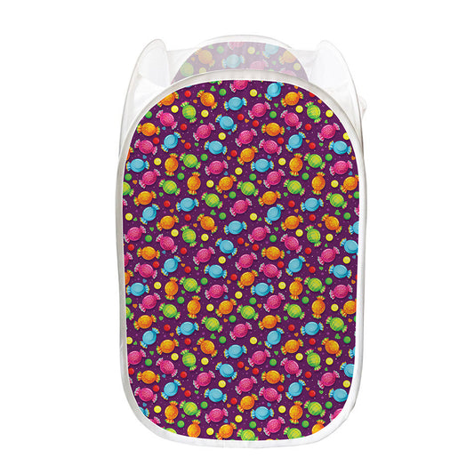Sweet Candy Pattern Print Mesh Laundry Hamper