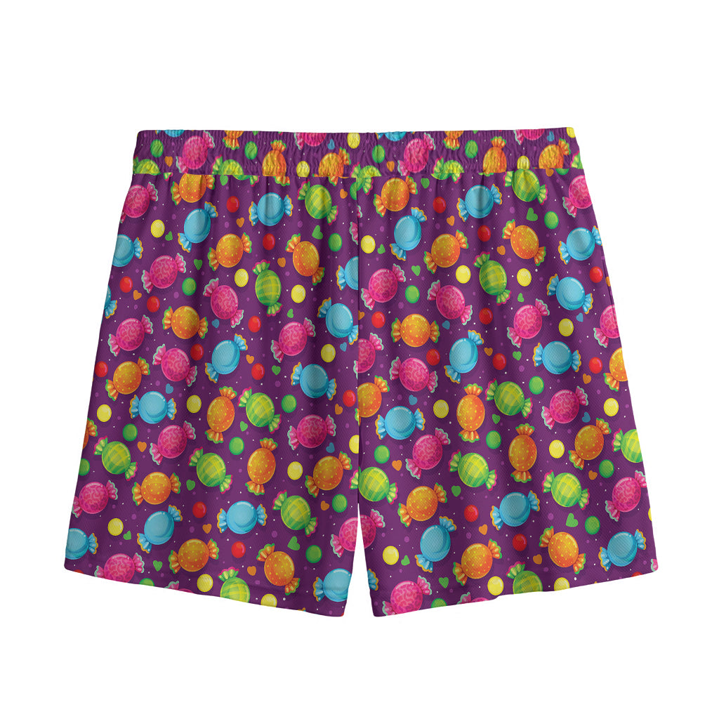 Sweet Candy Pattern Print Mesh Shorts